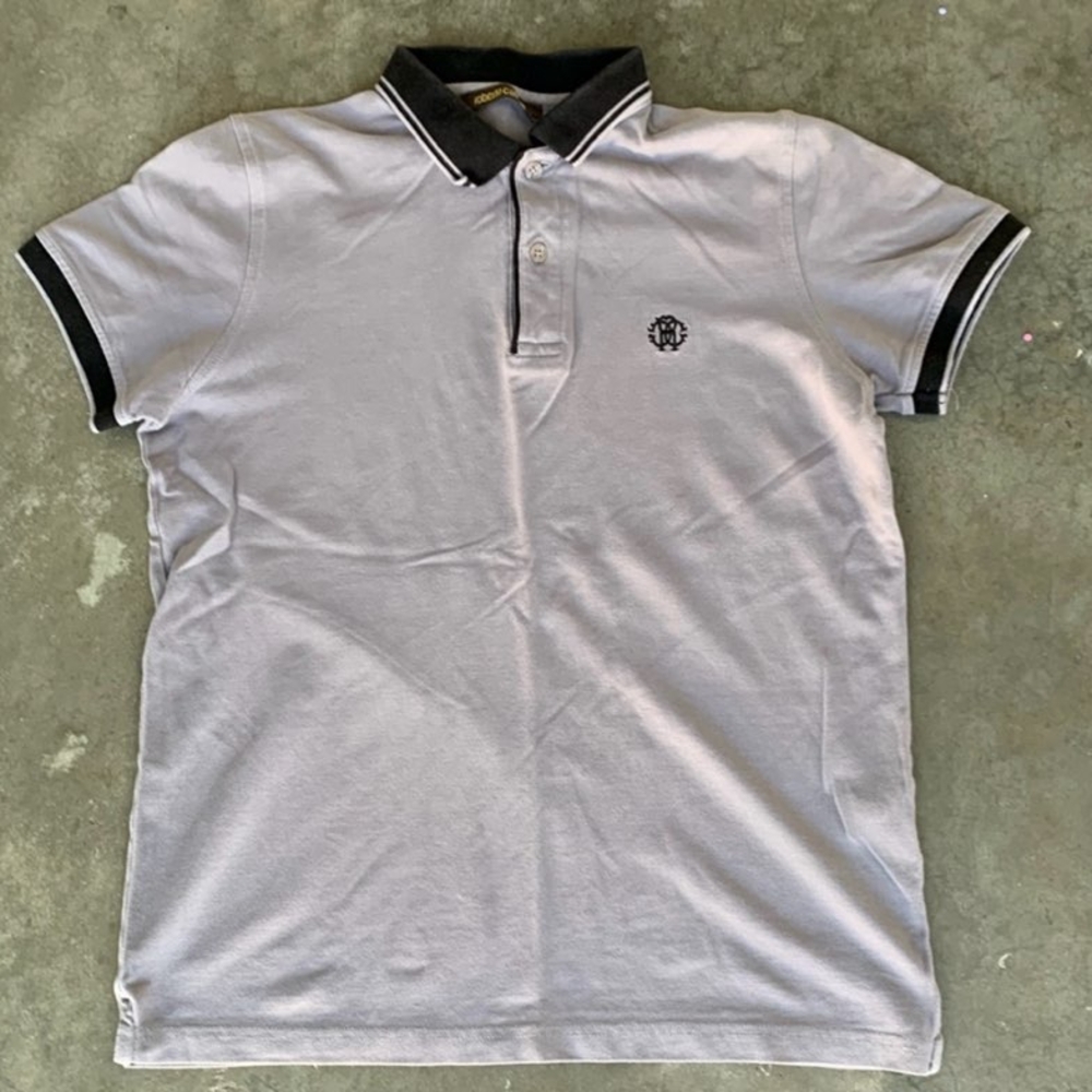 Roberto Cavalli Gray and Black Polo Shirt Classic Design